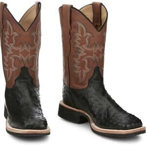 Justin Boots Men's Black Drover Full Quill Ostrich Pull On Boots Size 11.5 EE